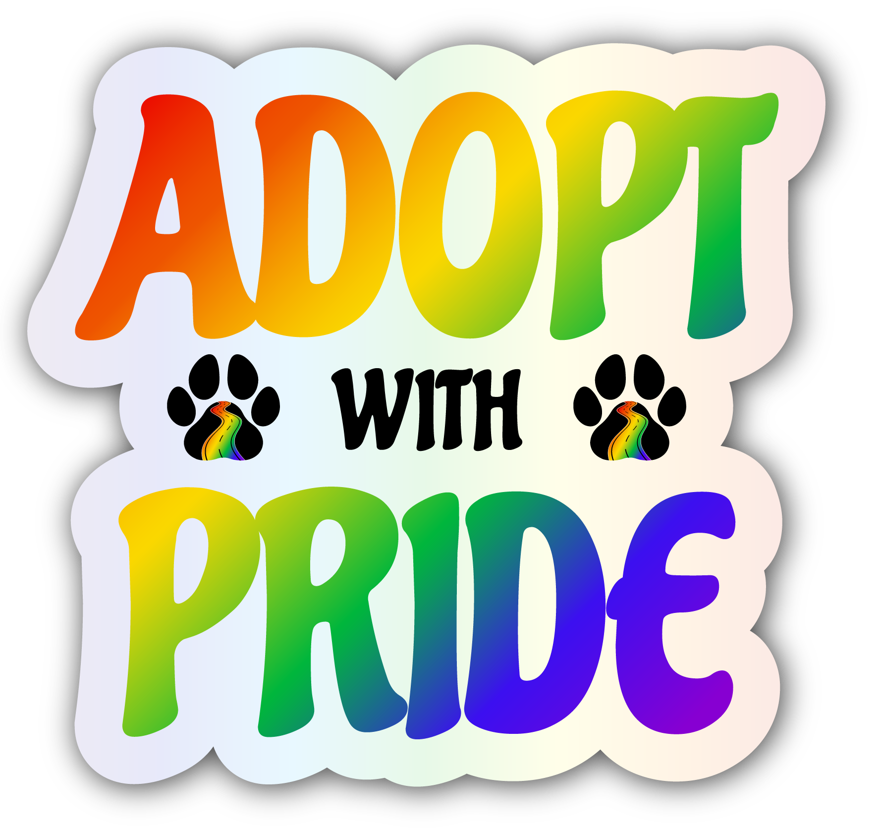 Adopt With Pride holographic sticker